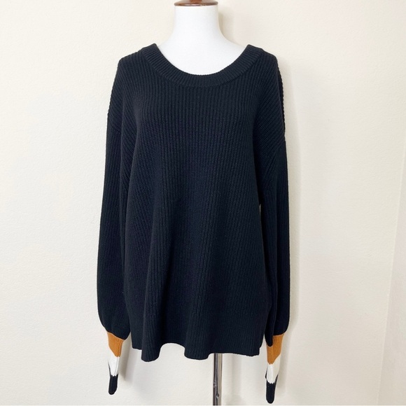 A.L.C. Jasper Colorblock Cuffs Ribbed Wool Cashmere Blend Sweater - Picture 7 of 16